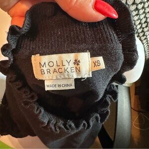Molly‎ Bracken Elegant Black Ruffle Detail Top